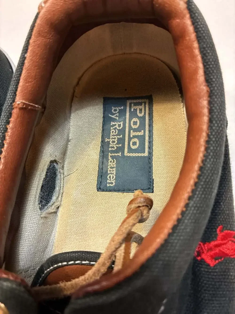 Polo Ralph Lauren Vaughn Black Canvas Sneakers with Leather Laces